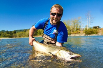 Your expert fishing guide Patric Gaffney, showing off a beautiful Hoh river caught King salmon