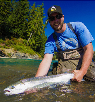 Chrome bright Hoh river summer Steelhead salmon, properly released